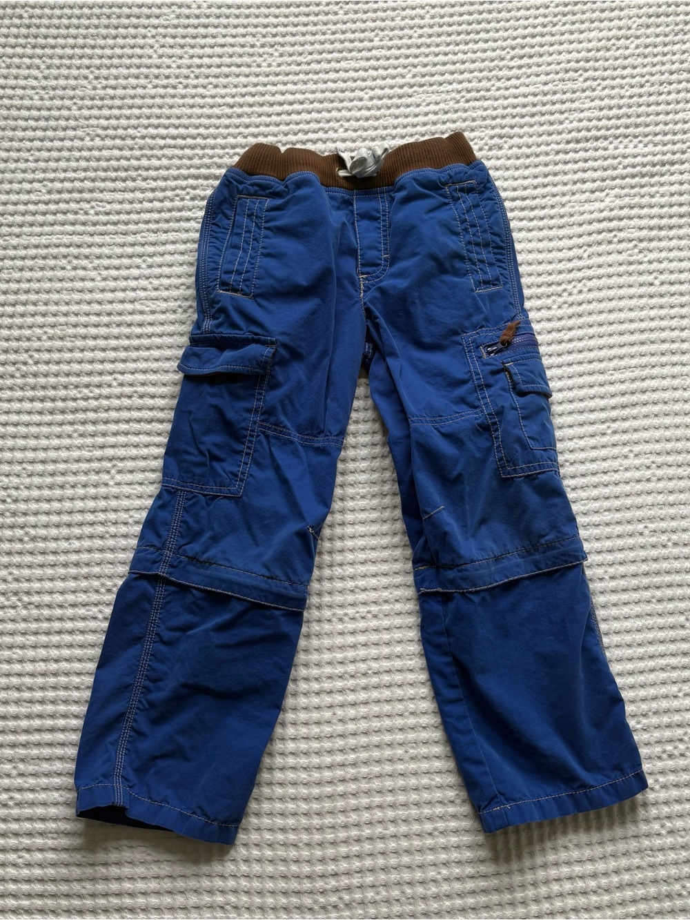 Mini Boden Convertible Techno Cargo Pants Zip Off Cobalt Blue Pockets - Size 7